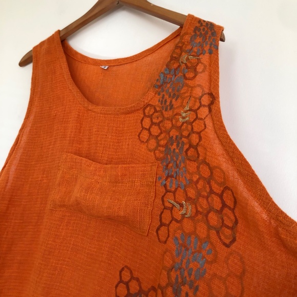 Vintage Oversized Lagenlook Beachy Coastal Summer Tank Top Size Small - Picture 2 of 14